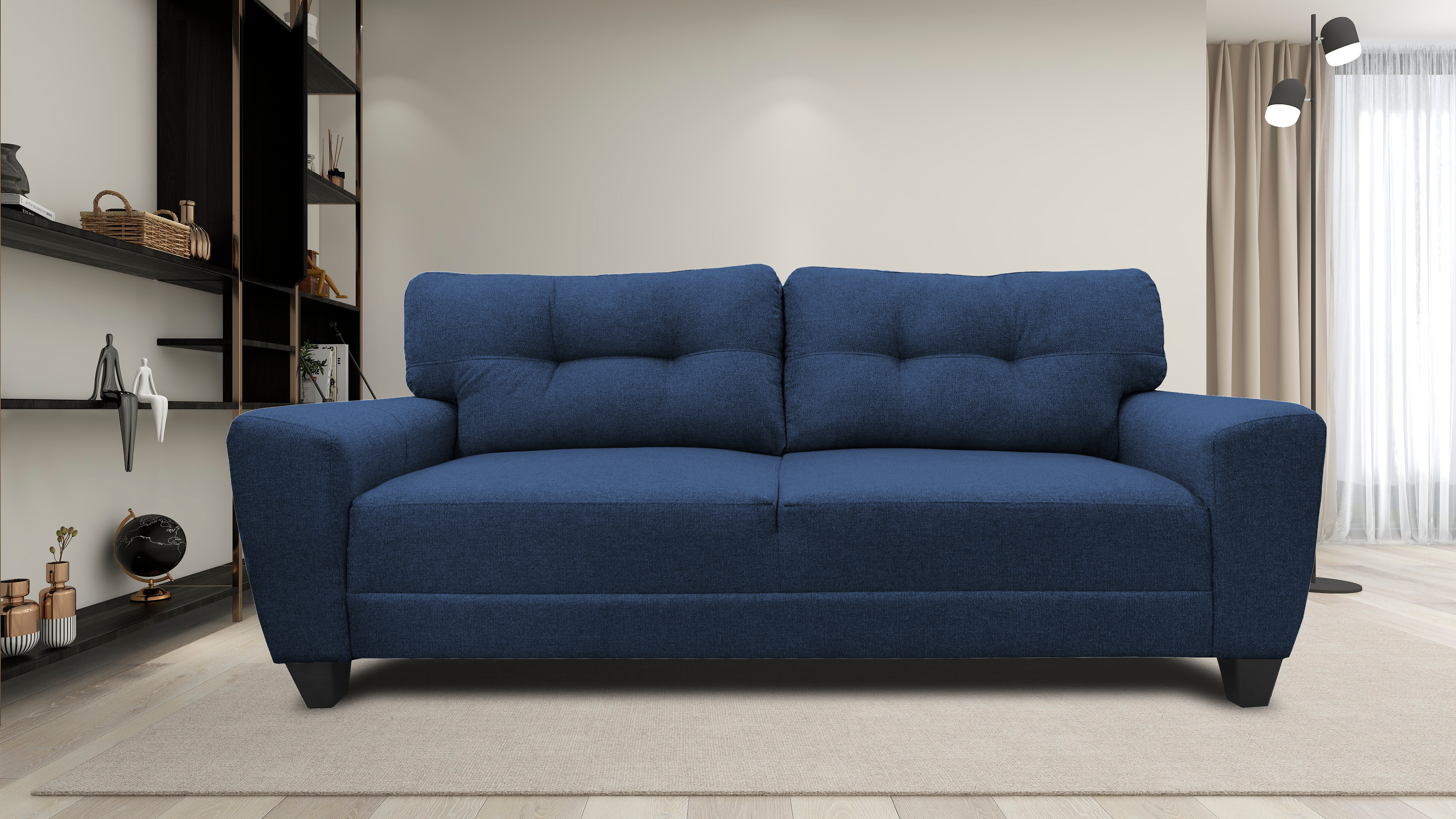 Sofa El Bazar Store Sidney Lino Azul marino 3 plazas, Modular, Moderno, Sala