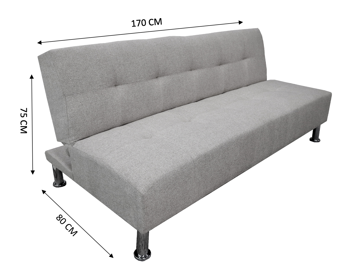 Sofá Cama Reclinable Vegas Lino Plata Futon 3 Posiciones, El Bazar Store