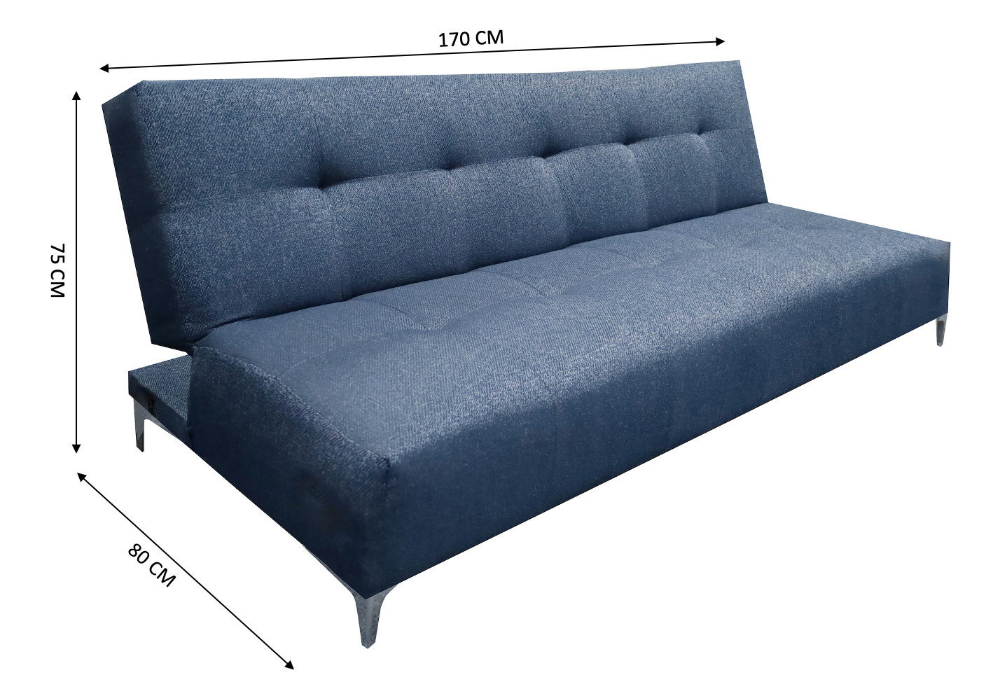 Sofá Cama Reclinable El Bazar Store Vegas Lino Azul Marino Futon 3 Posiciones