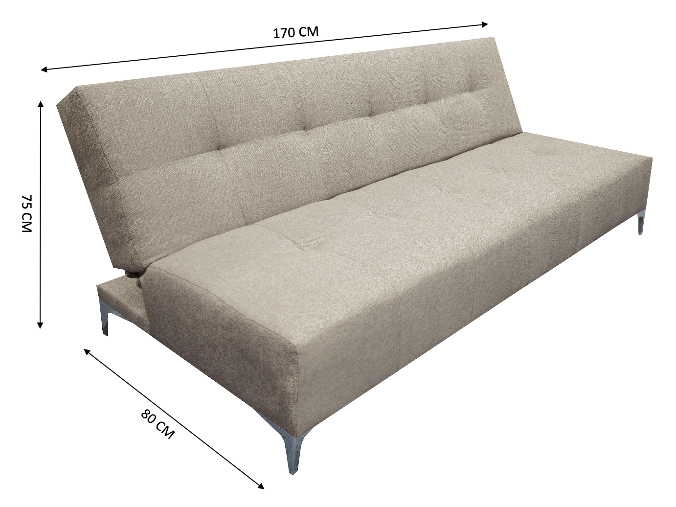 Sofá Cama Reclinable Vegas Lino Beige Futon 3 Posiciones, El Bazar Store