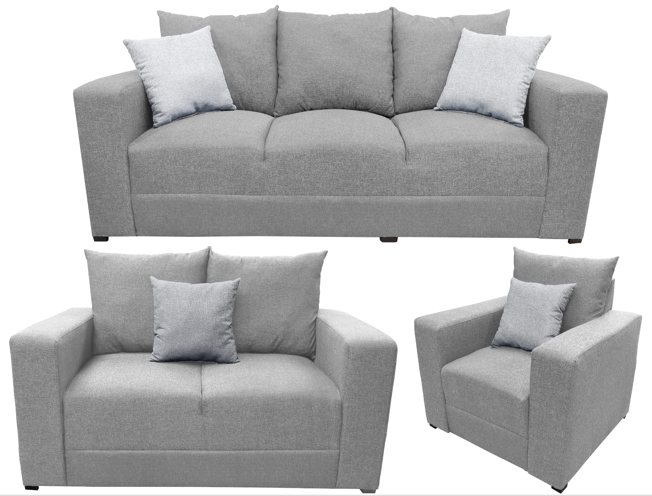 Sala Modular 3-2-1 El Bazar Store Miami Gris plata, Sofa, Love seat y sillon