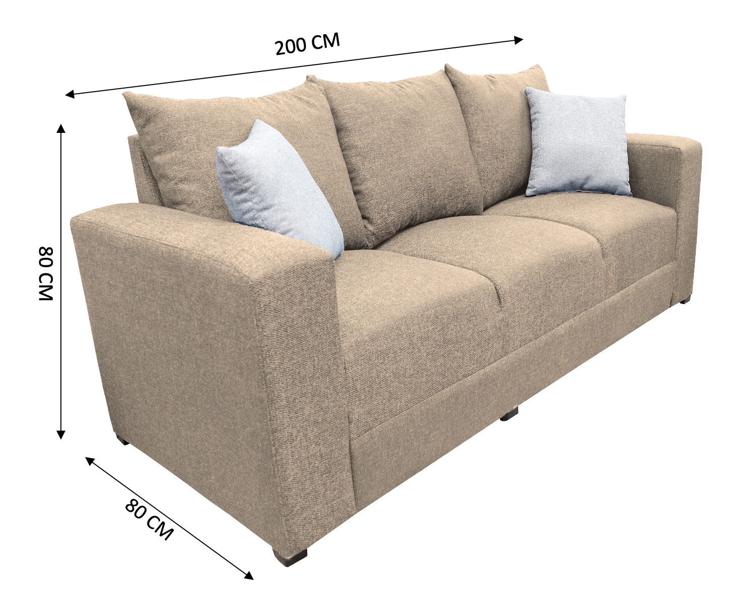 Sofa El Bazar Store Miami Lino Beige 3 Plazas, Modular, Moderno, Sala