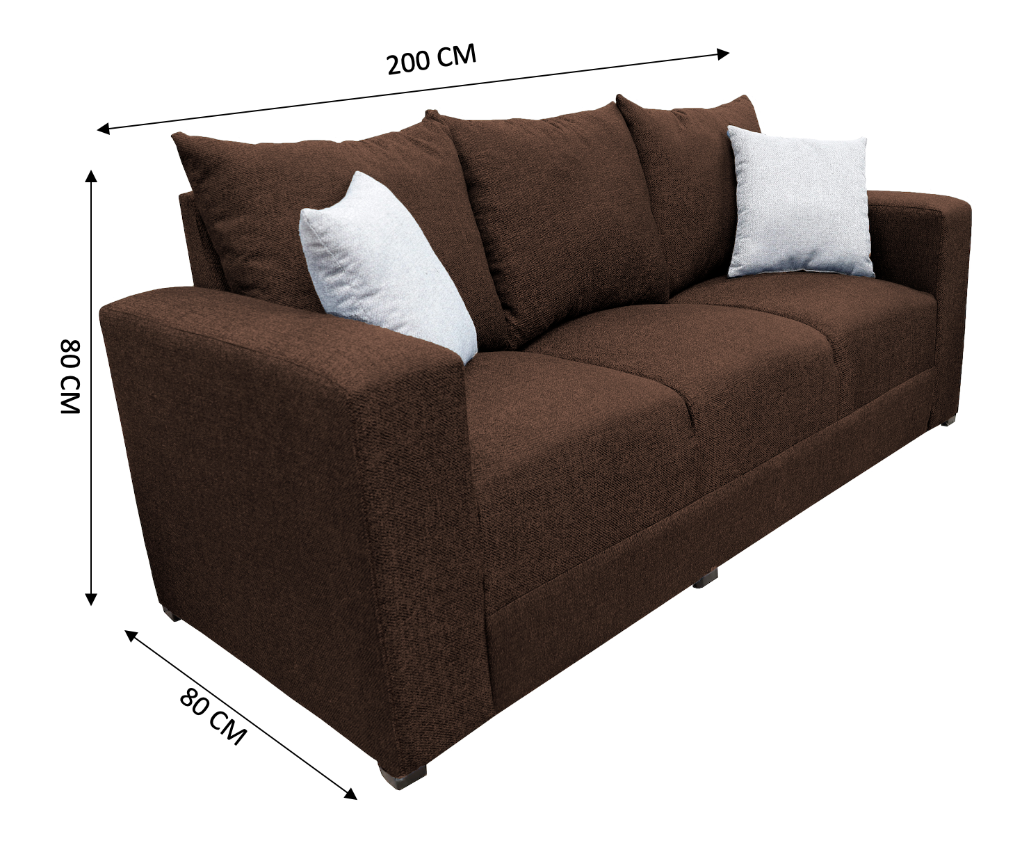 Sofa El Bazar Store Miami Lino Chocolate 3 Plazas, Modular, Moderno, Sala