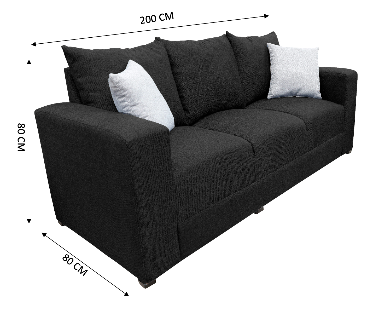 Sofa El Bazar Store Miami Lino Negro 3 Plazas, Modular, Moderno, Sala