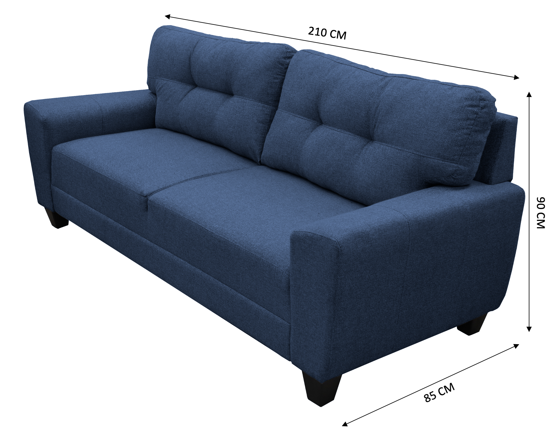 Sofa El Bazar Store Sidney Lino Azul marino 3 plazas, Modular, Moderno, Sala