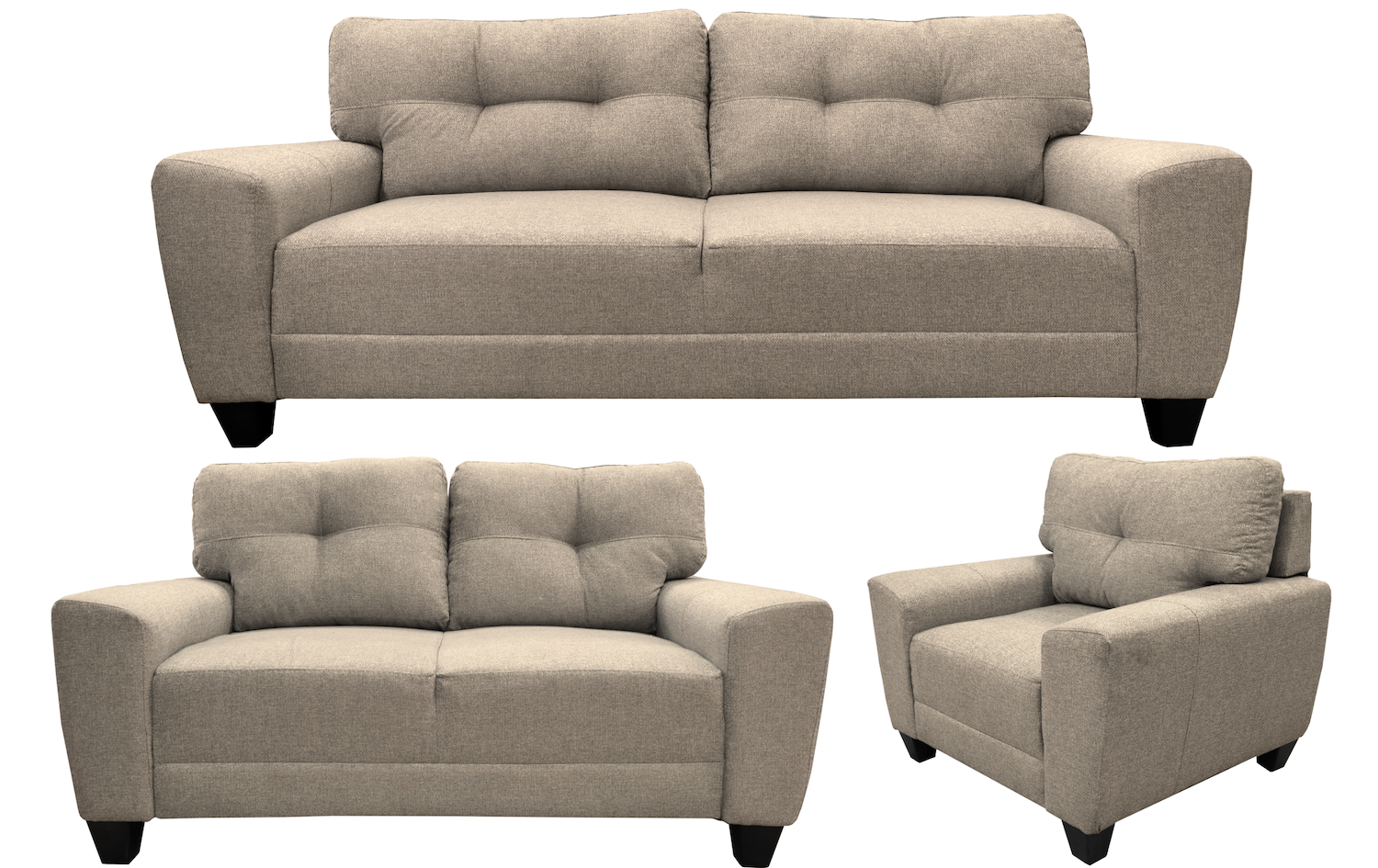 Sala Modular 3-2-1 El Bazar Store Sidney Beige, Sofa, Love seat y sillon