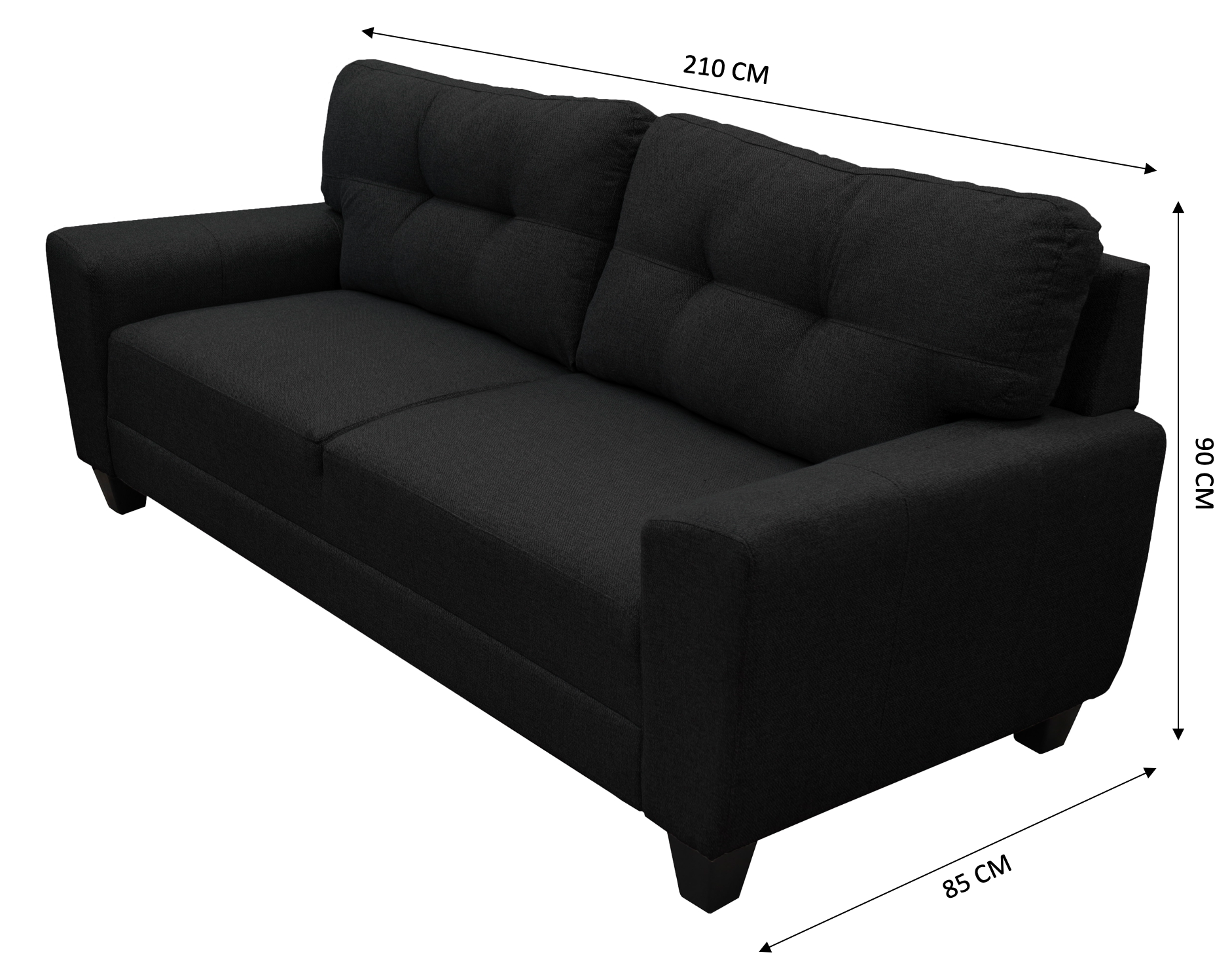 Sofa El Bazar Store Sidney Lino Negro 3 plazas, Modular, Moderno, Sala