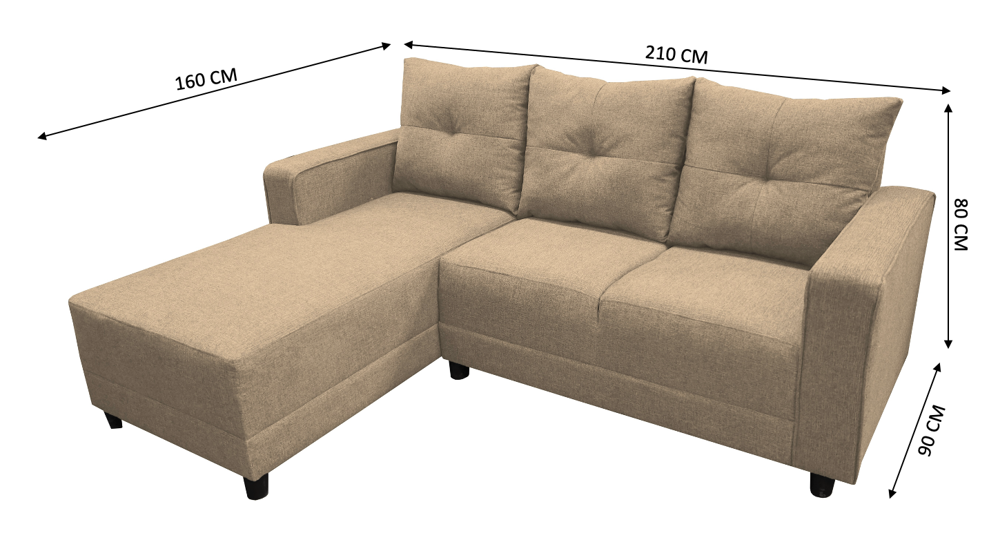 Sala Esquinera El Bazar Store Demeter Beige 210x160 cm, Tela Lino nacional, Modular, Love seat, chaise