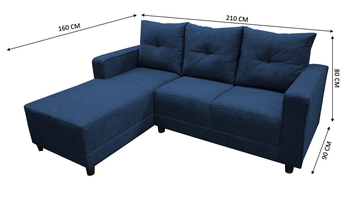 Sala Esquinera El Bazar Store Demeter Azul marino 210x160 cm, Tela Lino nacional, Modular, Chaise, love seat