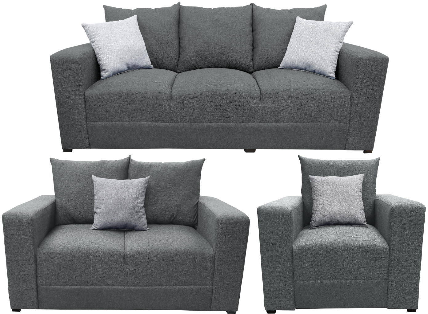 Sala Modular 3-2-1 El Bazar Store Miami Gris Oxford, Sofa, Love seat y sillon