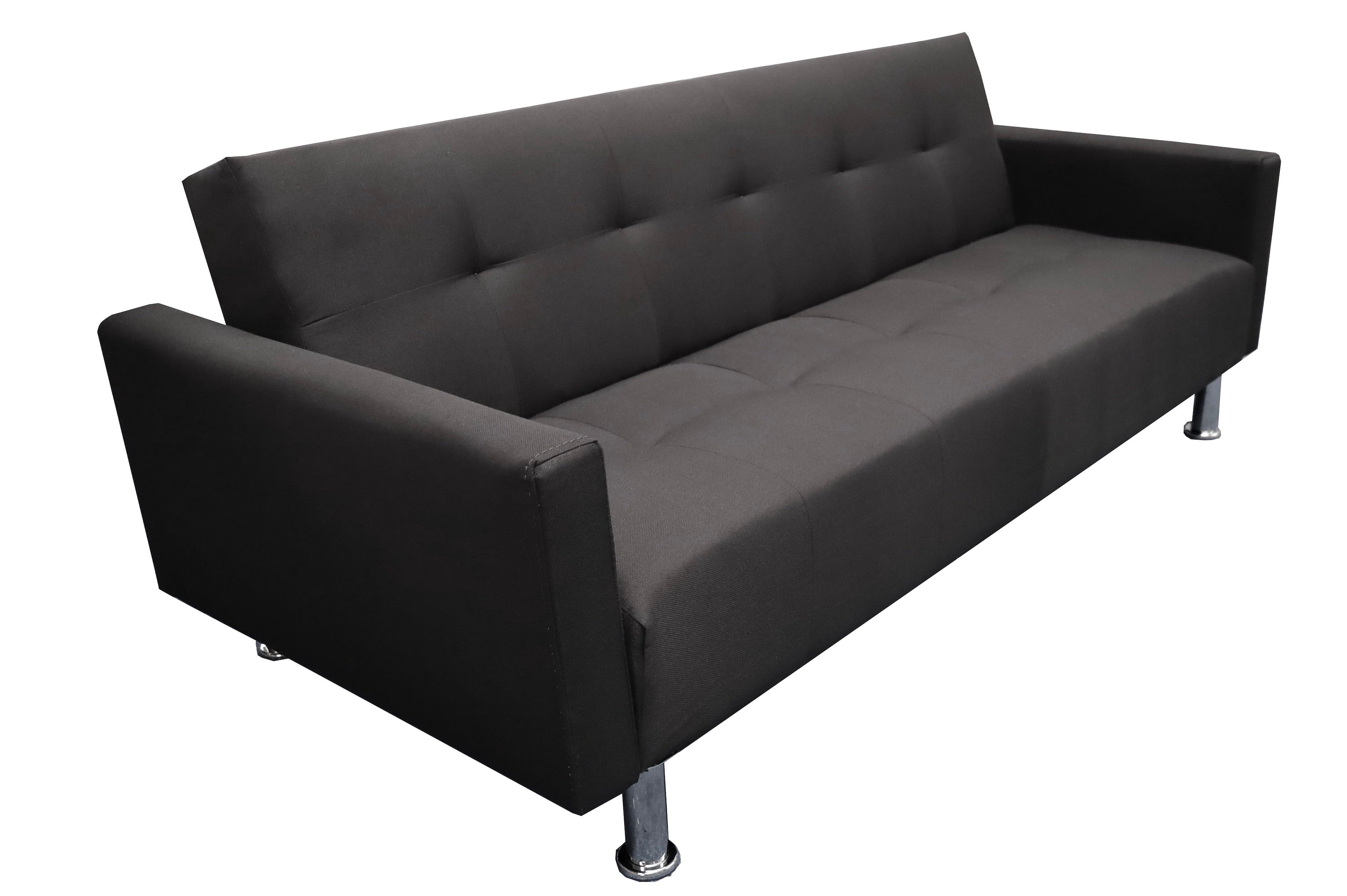 Sofa Cama Paris Lino Negro, Brazos plegables, El Bazar Store, Futon 3 posiciones