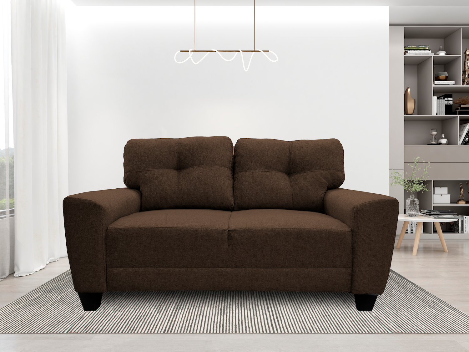 Love seat El Bazar Store Sidney Lino Chocolate 2 plazas, Modular, Moderno, Sala, Sofa