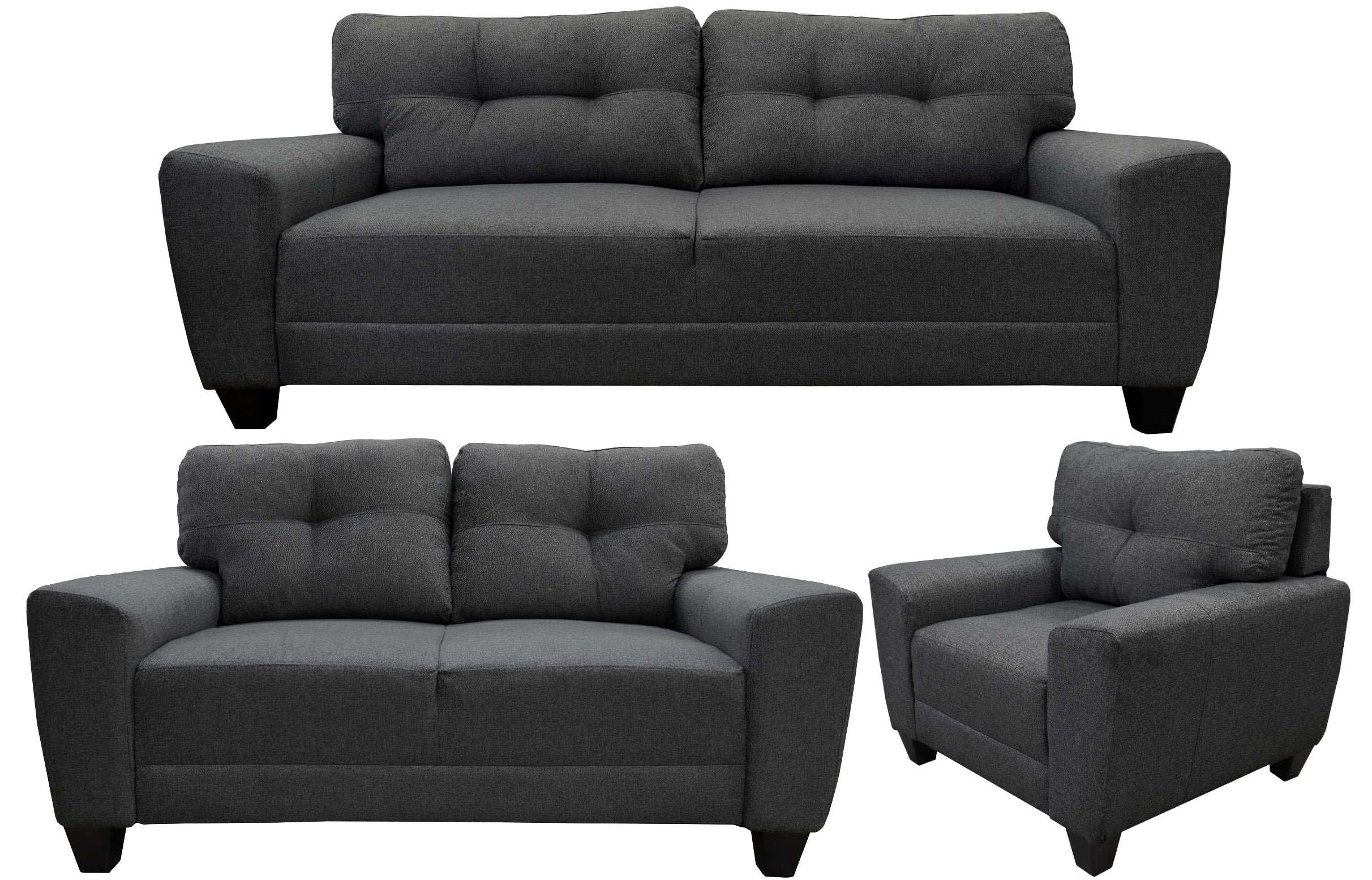 Sala Modular 3-2-1 El Bazar Store Sidney Gris oxford, Sofa, Love seat y sillon