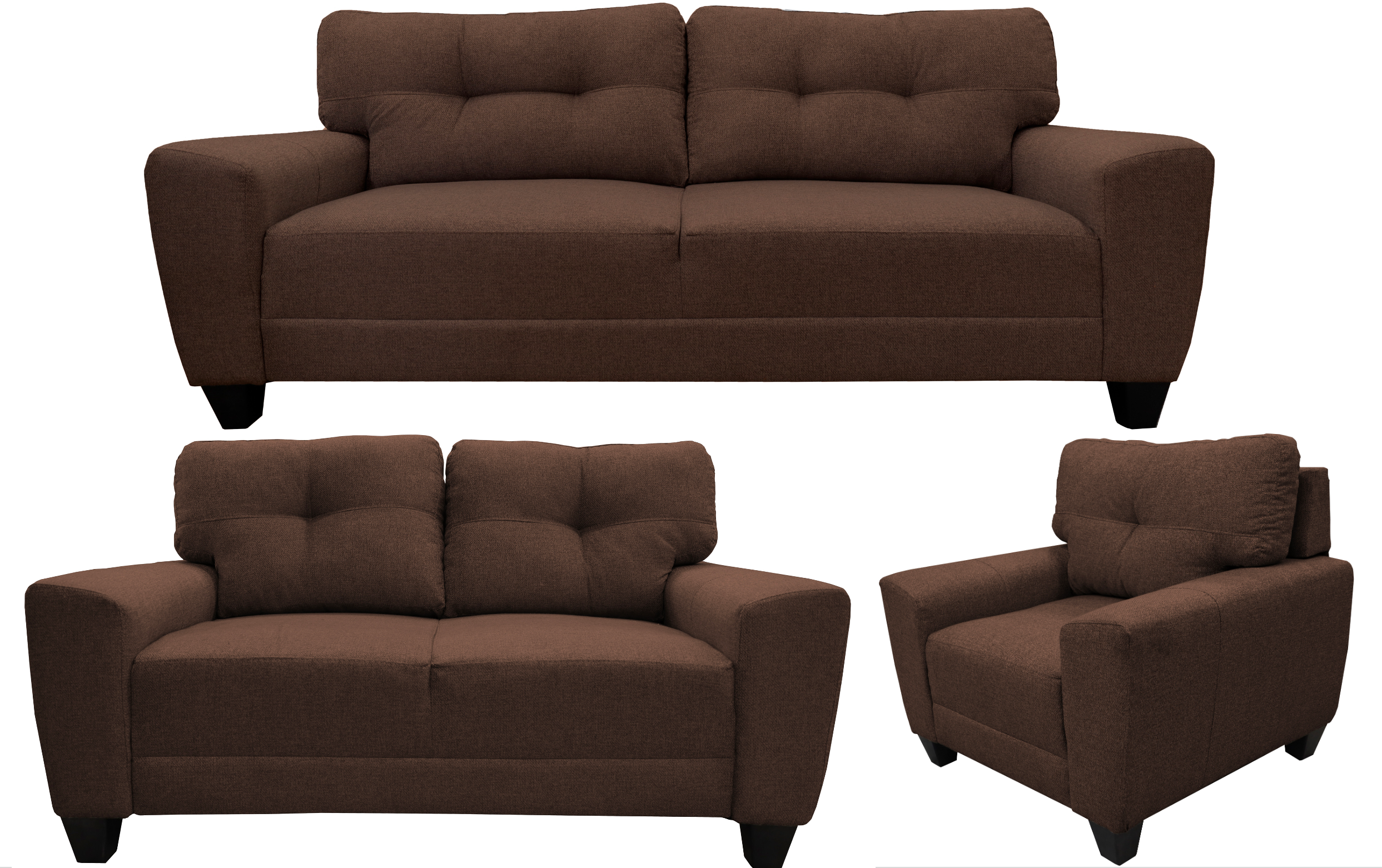 Sala Modular 3-2-1 El Bazar Store Sidney Chocolate, Sofa, Love seat y sillon