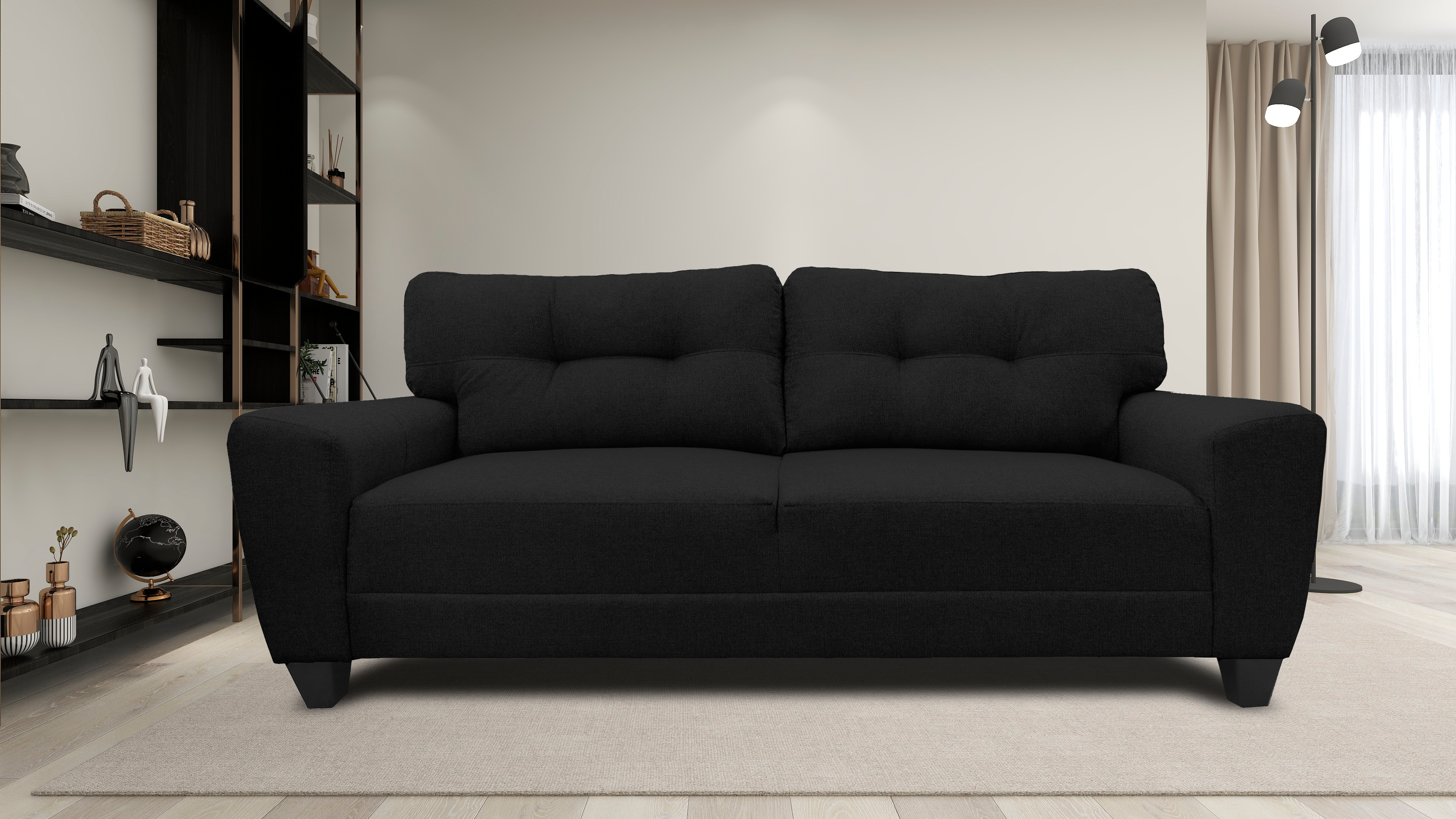 Sofa El Bazar Store Sidney Lino Negro 3 plazas, Modular, Moderno, Sala