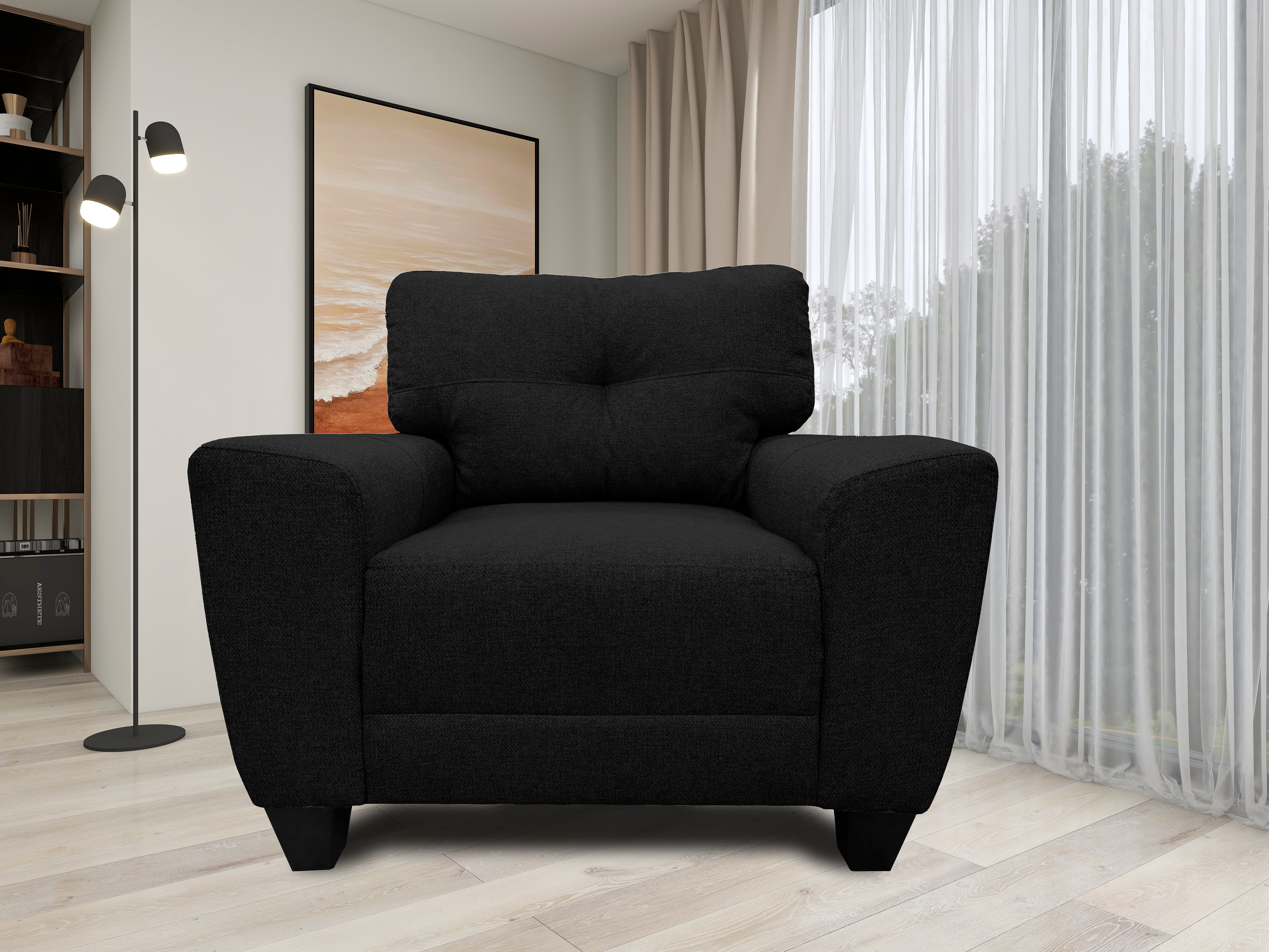 Sala Modular 3-2-1 El Bazar Store Sidney Gris Negro, Sofa, Love seat y sillon