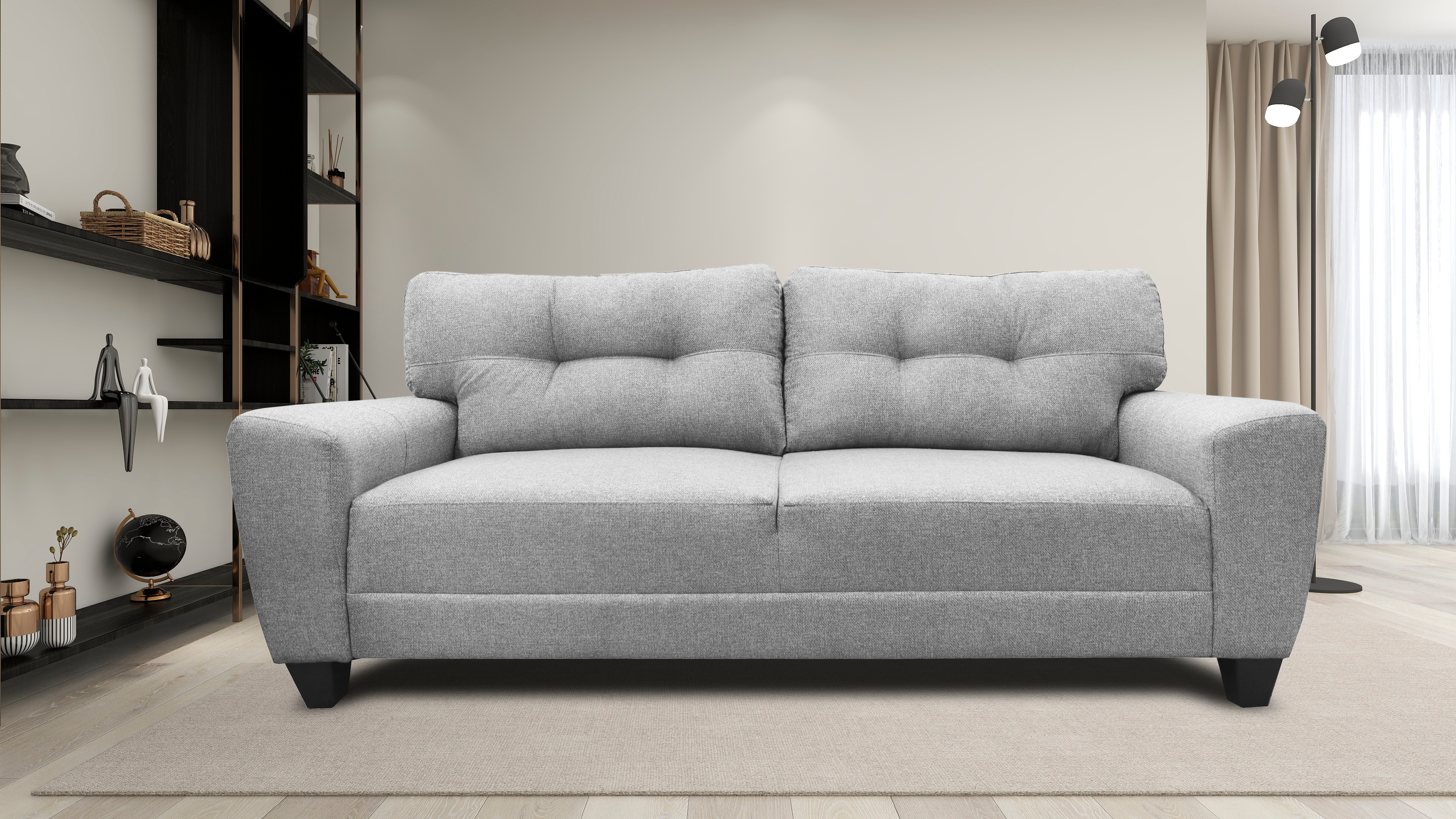 Sala Modular 3-2-1 El Bazar Store Sidney Gris Plata, Sofa, Love seat y sillon