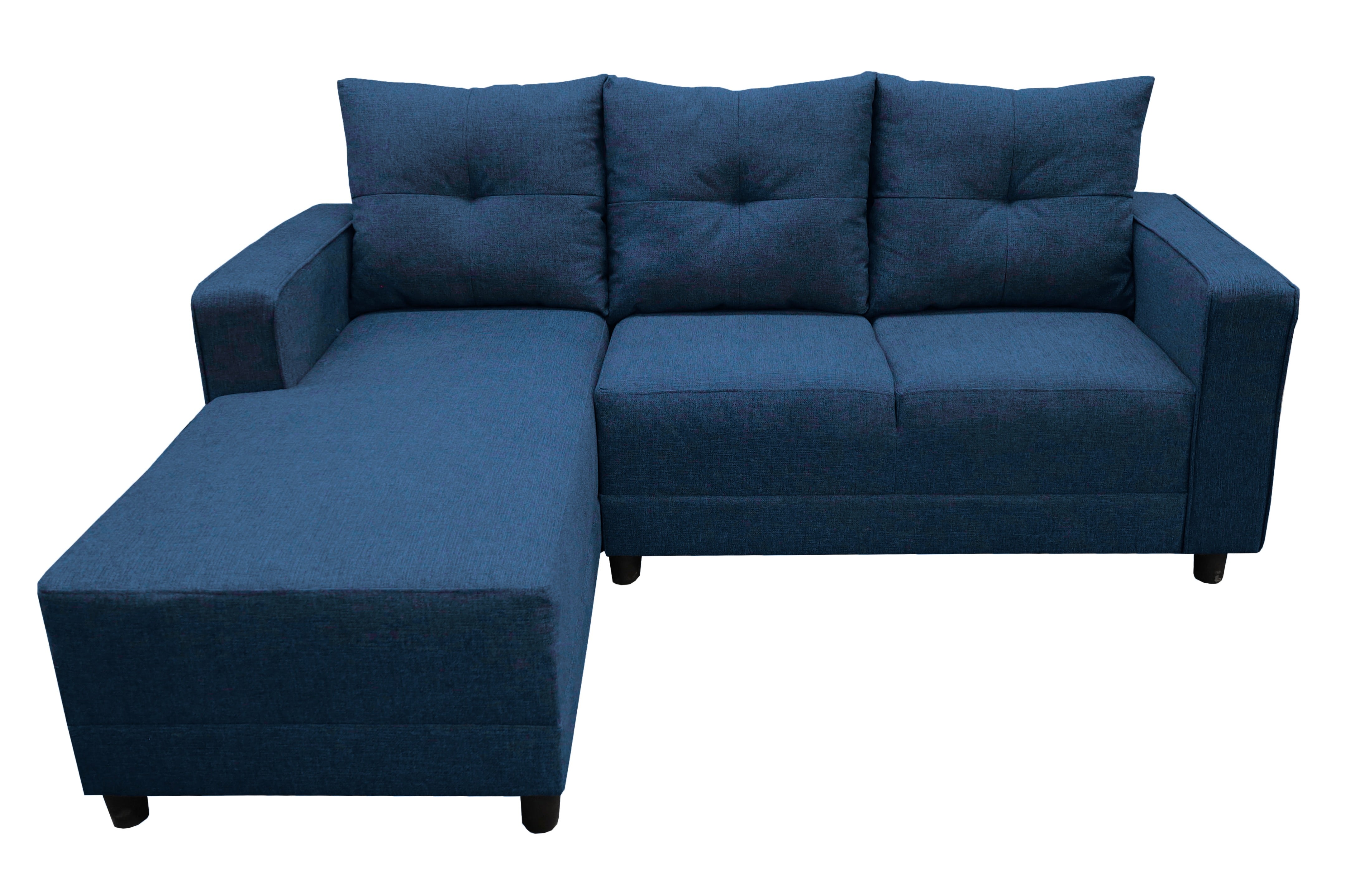 Sala Esquinera en U El Bazar Store Hera Azul marino 160x275x215 cm, 4 Salas en 1, Tela Lino nacional, Modular, Chaise, love seat, sofa