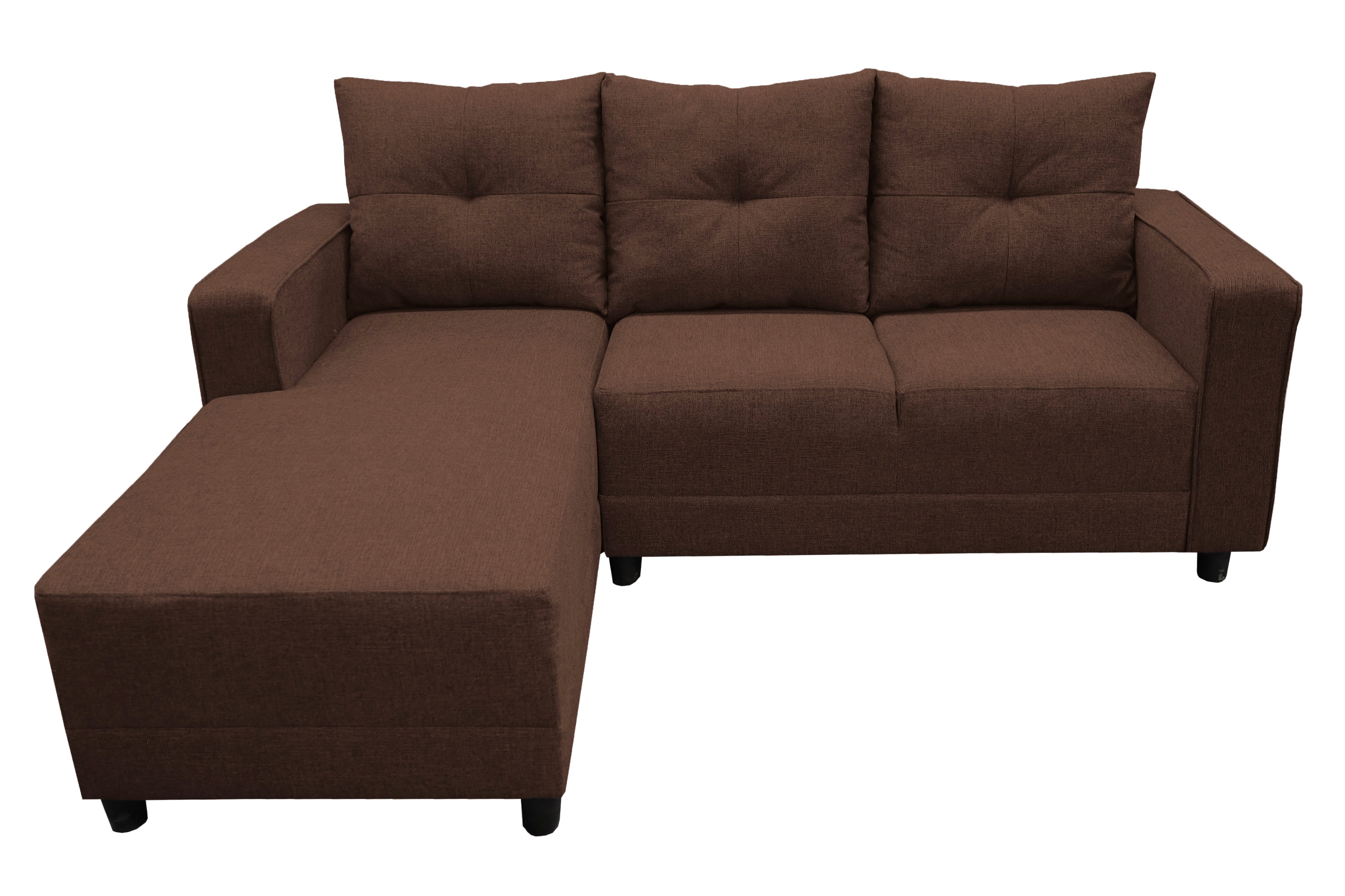 Sala Esquinera en U El Bazar Store Hera Chocolate 160x275x215 cm, 4 Salas en 1, Tela Lino nacional, Modular, chaise, love seat, sofa