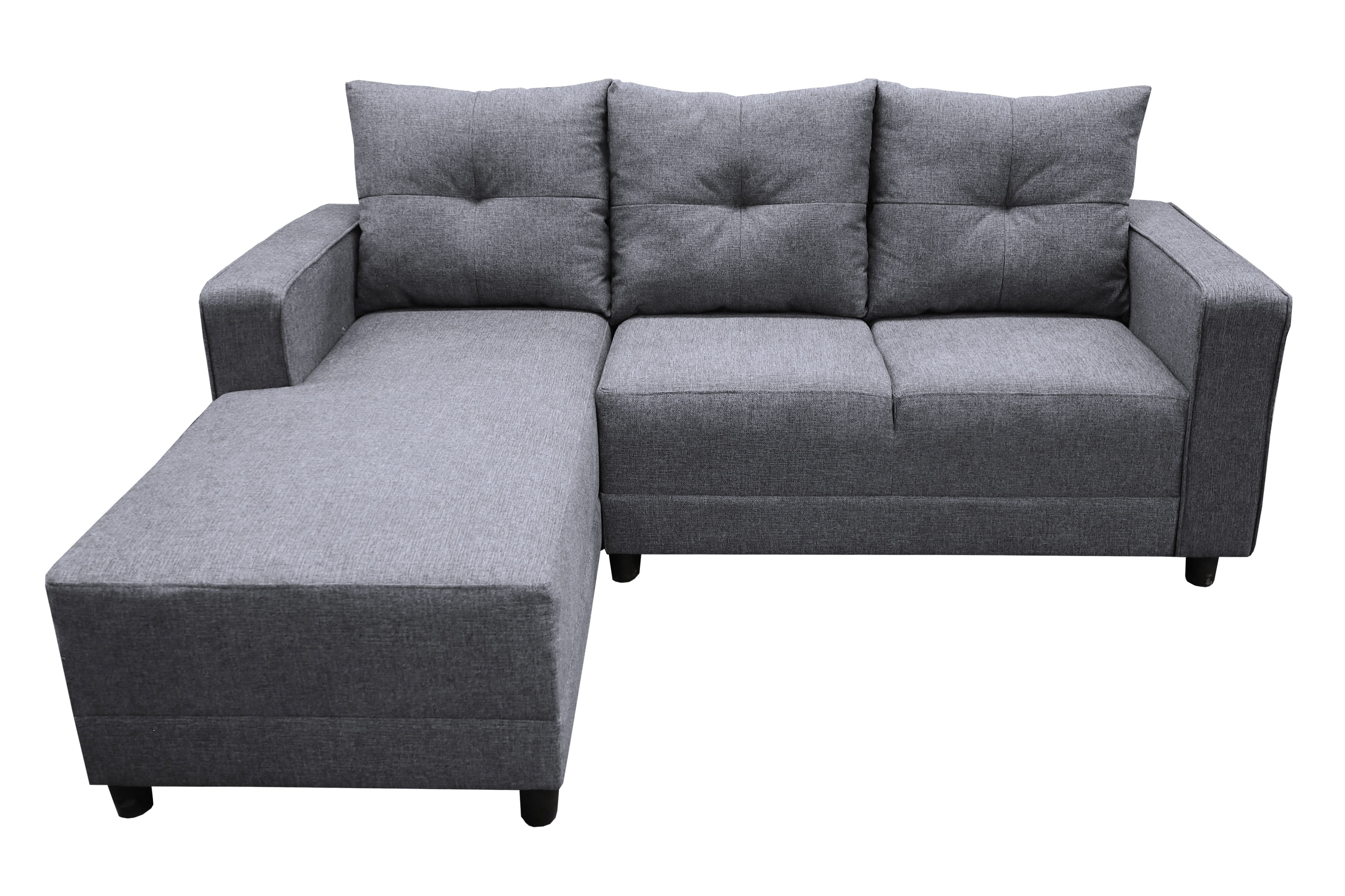 Sala Esquinera en U El Bazar Store Hera Gris plata 160x275x215 cm, 4 Salas en 1, Tela Lino nacional, Modular, chaise, love seat, sofa