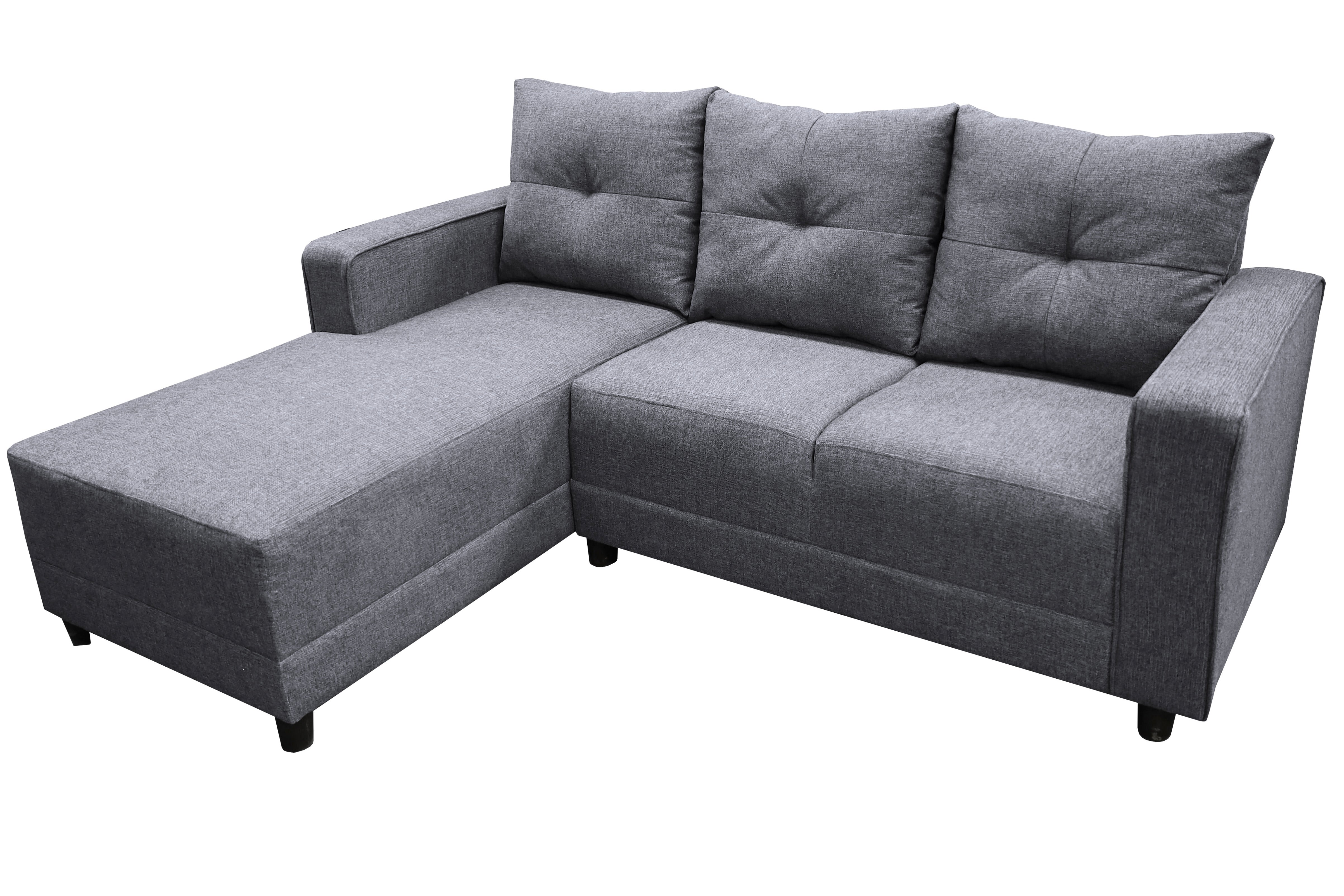 Sala Esquinera El Bazar Store Demeter Gris plata 210x160 cm, Tela Lino nacional, Modular, Love seat, chaise