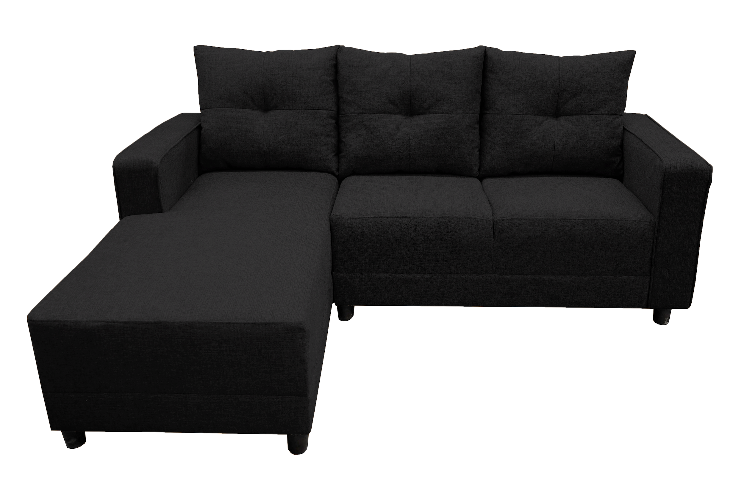 Sala Esquinera El Bazar Store Demeter Negro 210x160 cm, Tela Lino nacional, Modular, Chaise, love seat