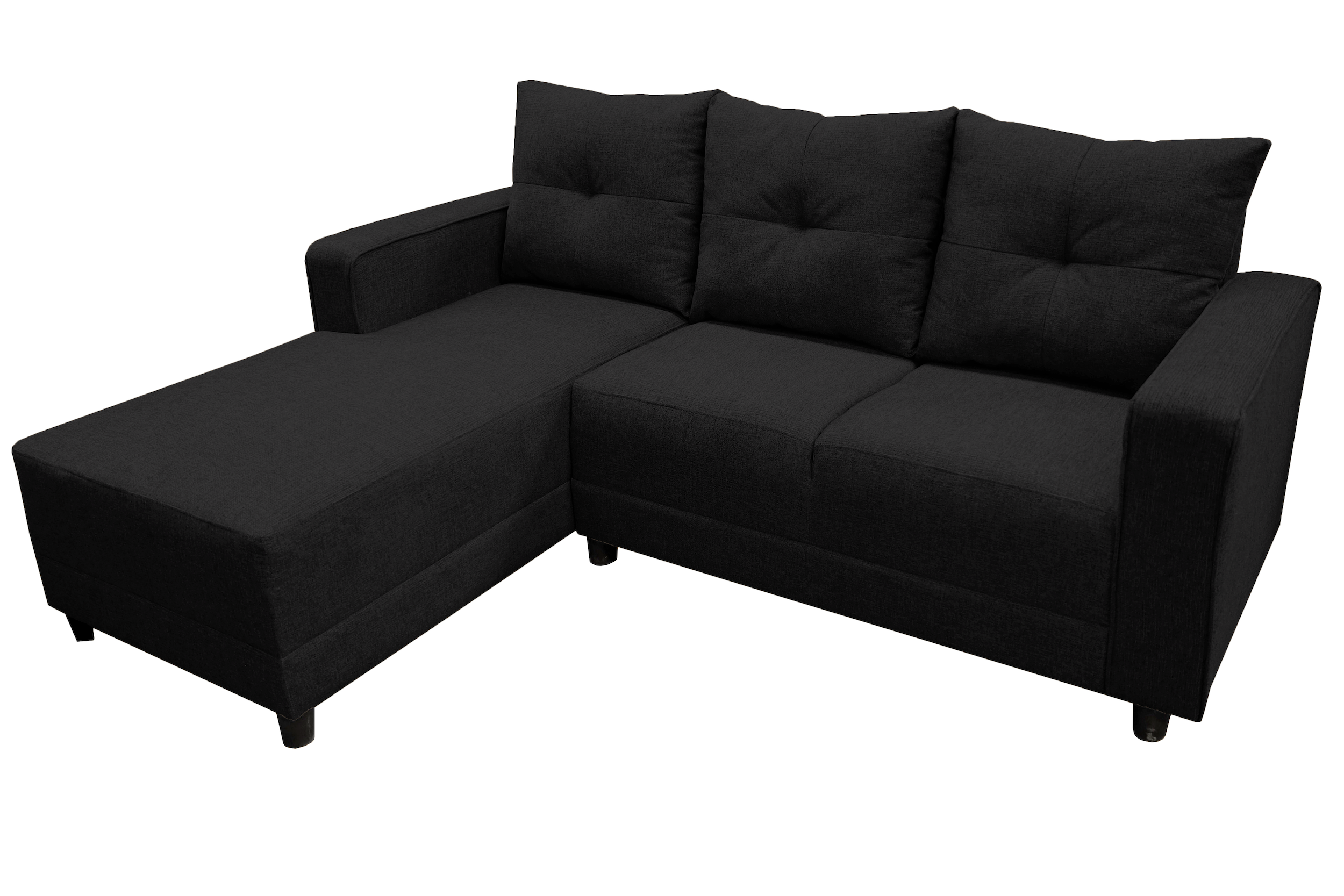 Sala Esquinera El Bazar Store Demeter Negro 210x160 cm, Tela Lino nacional, Modular, Chaise, love seat