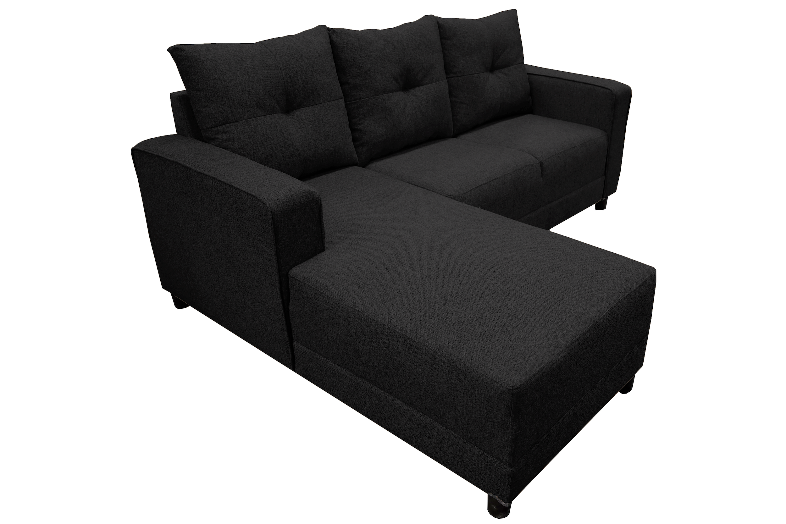 Sala Esquinera El Bazar Store Demeter Negro 210x160 cm, Tela Lino nacional, Modular, Chaise, love seat