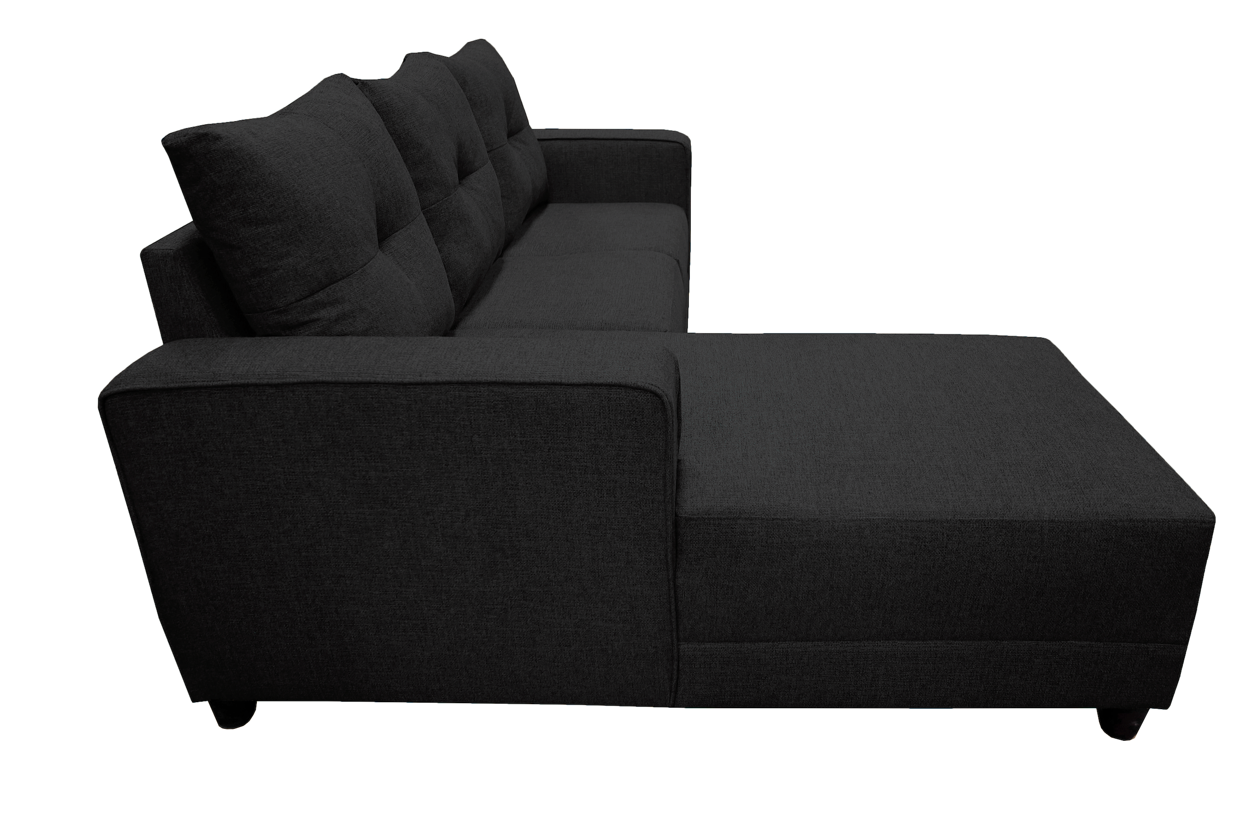 Sala Esquinera El Bazar Store Demeter Negro 210x160 cm, Tela Lino nacional, Modular, Chaise, love seat