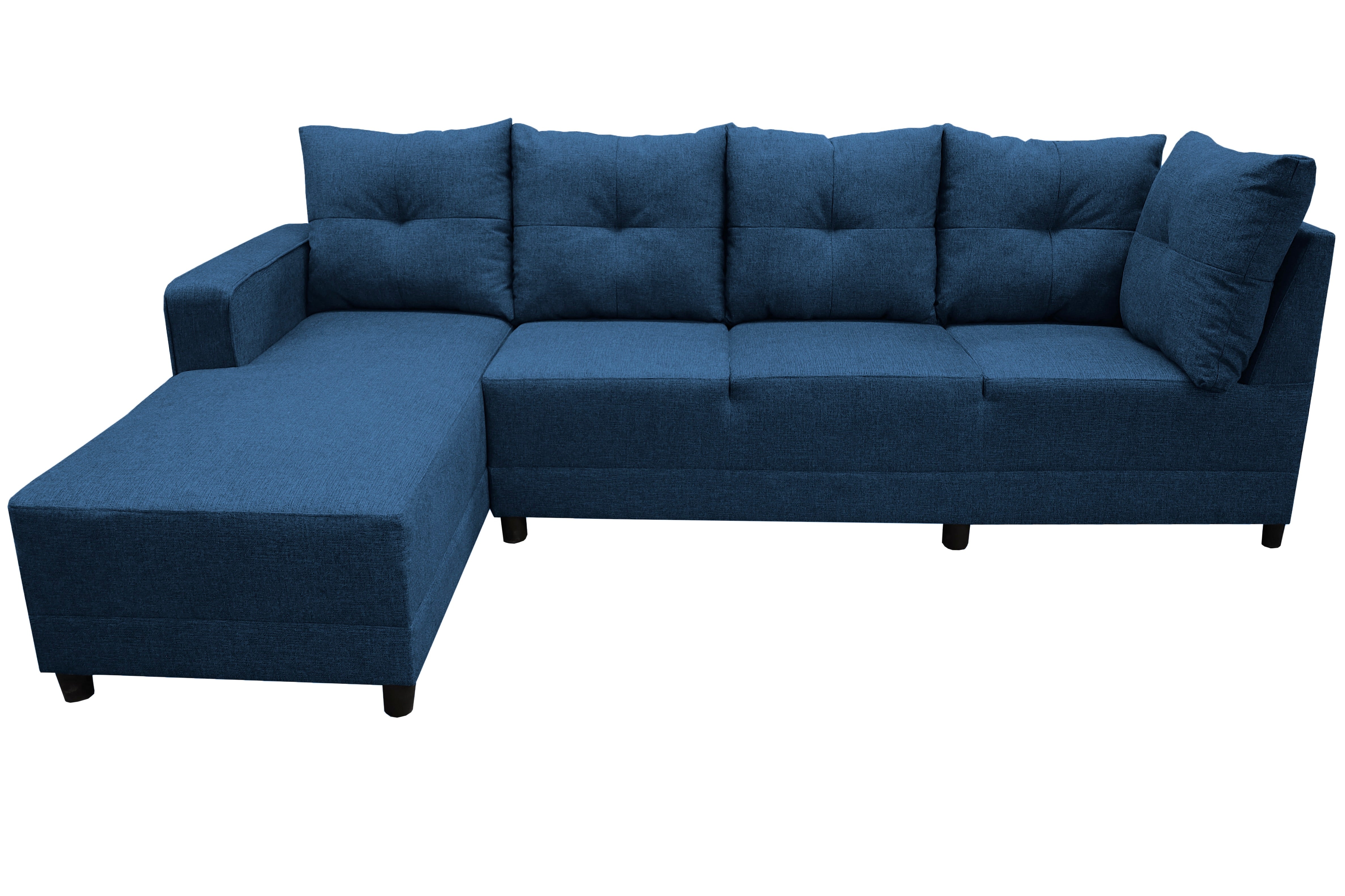 Sala Esquinera en U El Bazar Store Hera Azul marino 160x275x215 cm, 4 Salas en 1, Tela Lino nacional, Modular, Chaise, love seat, sofa