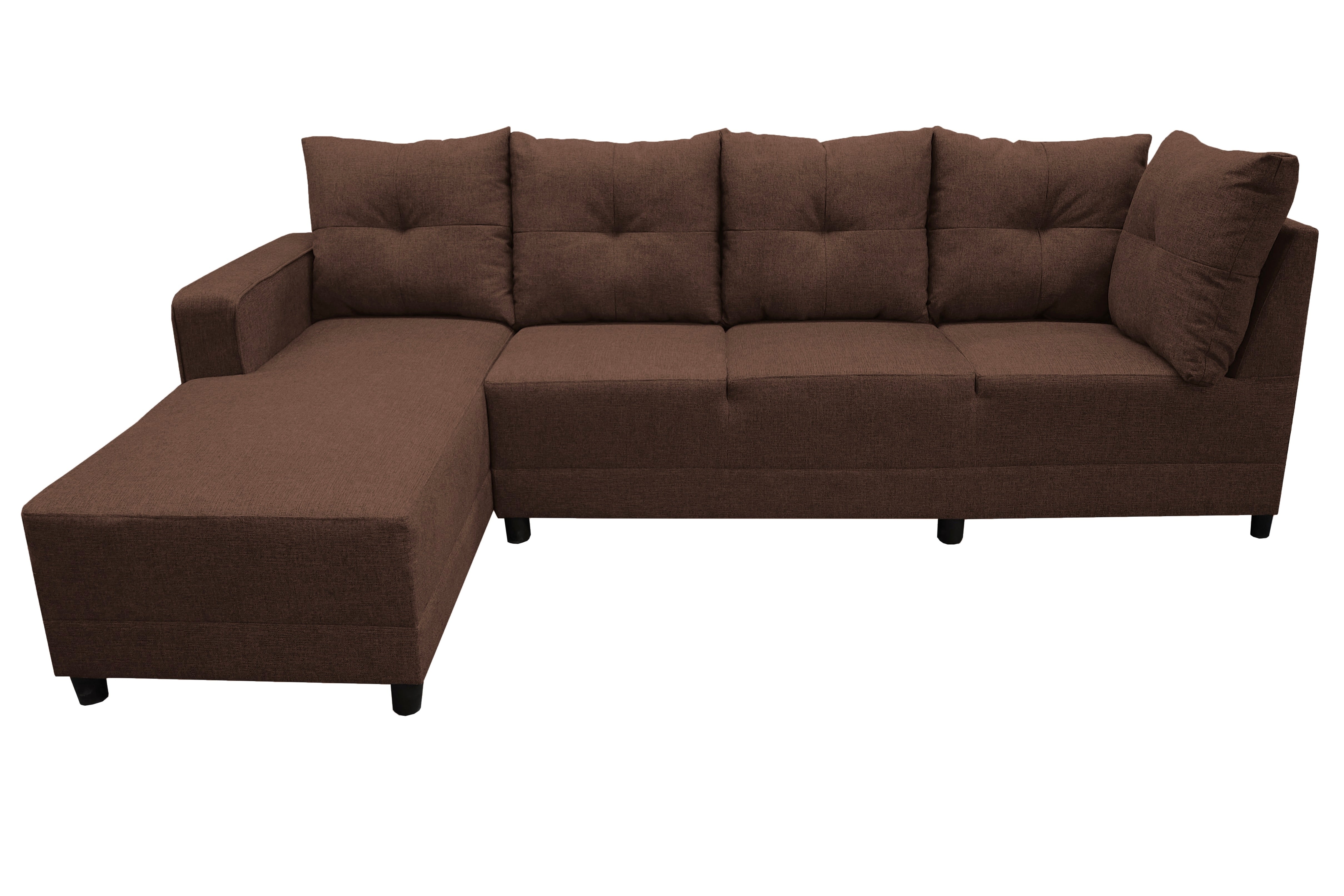 Sala Esquinera en U El Bazar Store Hera Chocolate 160x275x215 cm, 4 Salas en 1, Tela Lino nacional, Modular, chaise, love seat, sofa