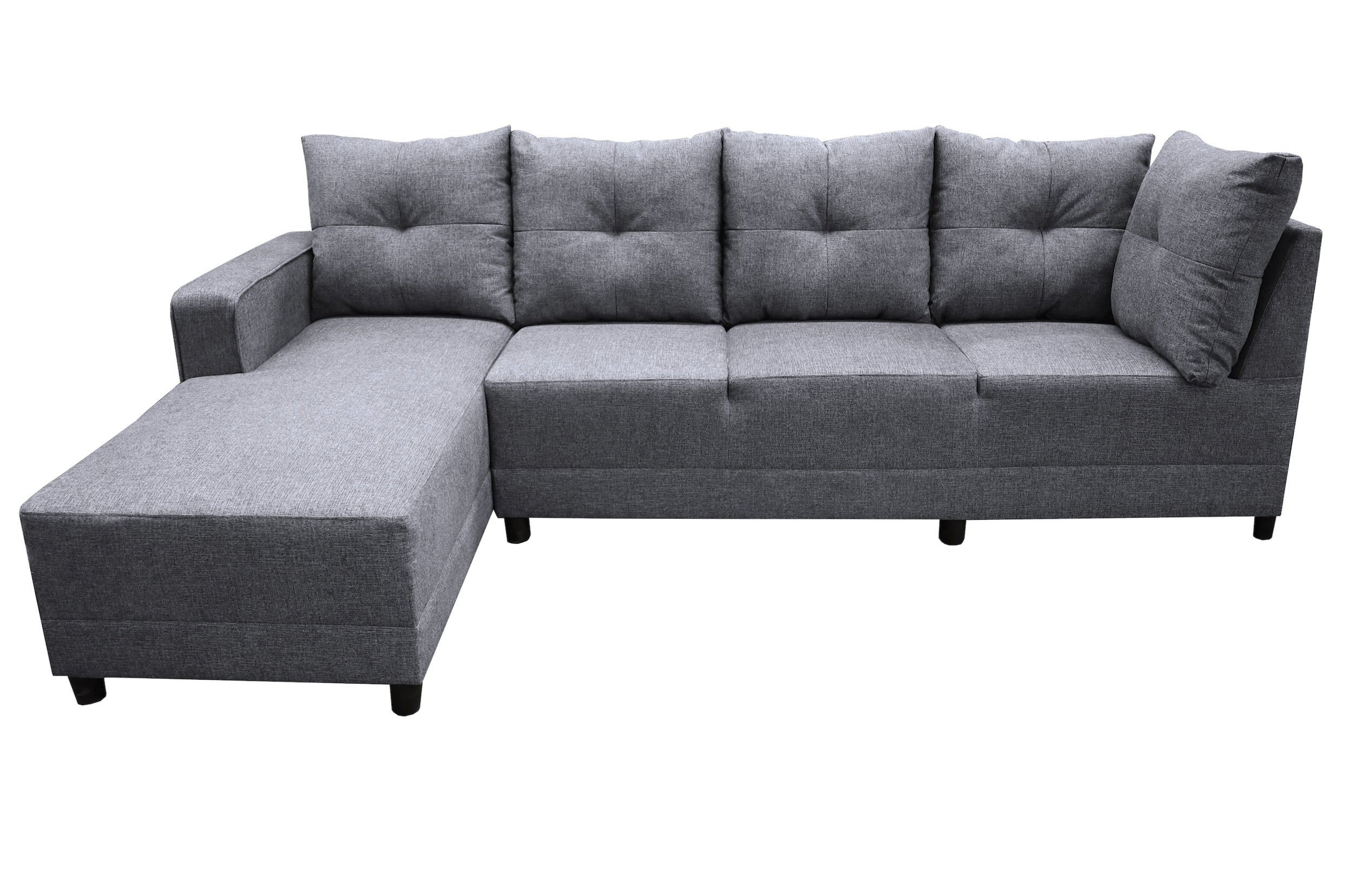 Sala Esquinera en U El Bazar Store Hera Gris plata 160x275x215 cm, 4 Salas en 1, Tela Lino nacional, Modular, chaise, love seat, sofa