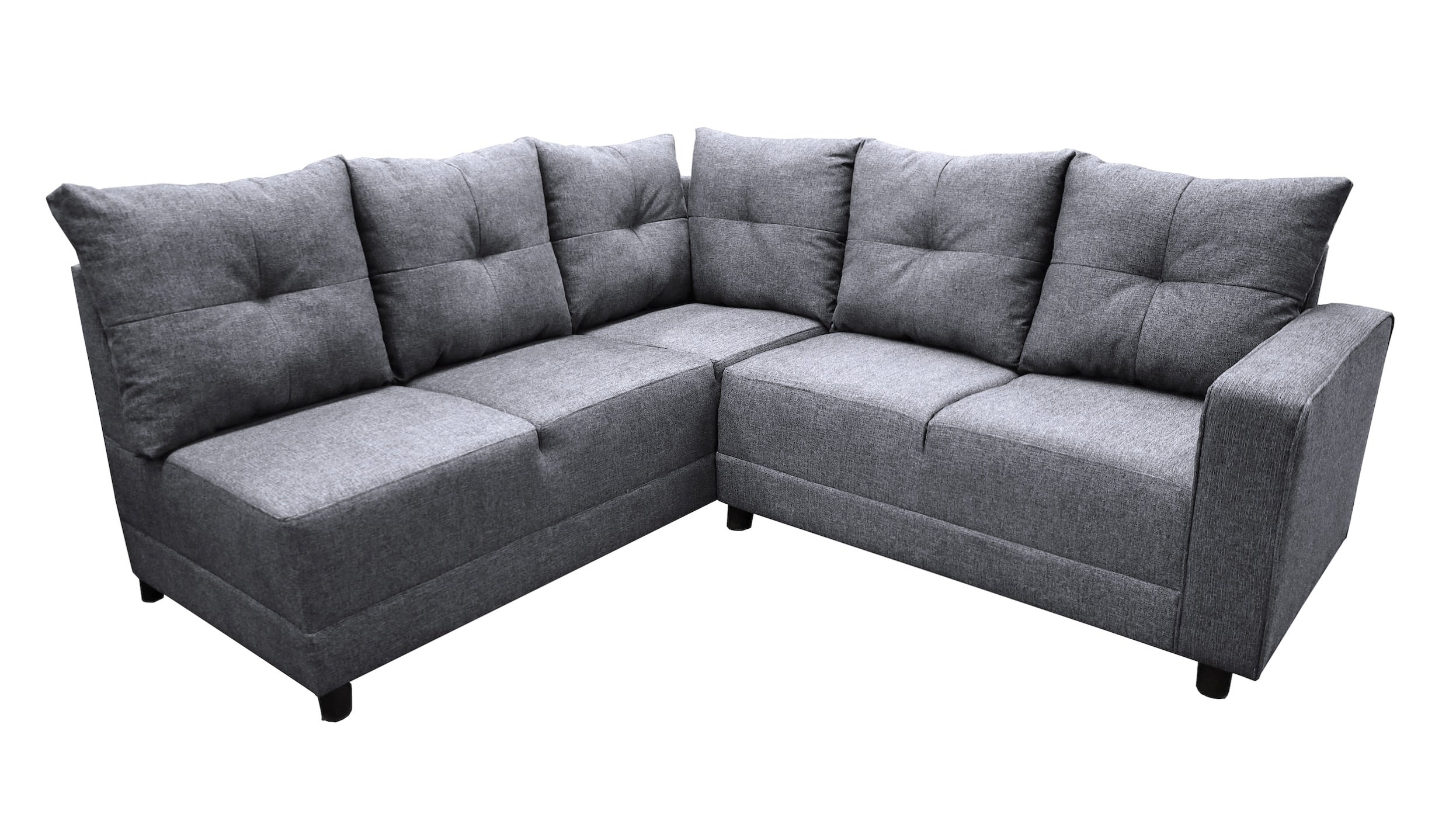 Sala Esquinera en U El Bazar Store Hera Gris plata 160x275x215 cm, 4 Salas en 1, Tela Lino nacional, Modular, chaise, love seat, sofa