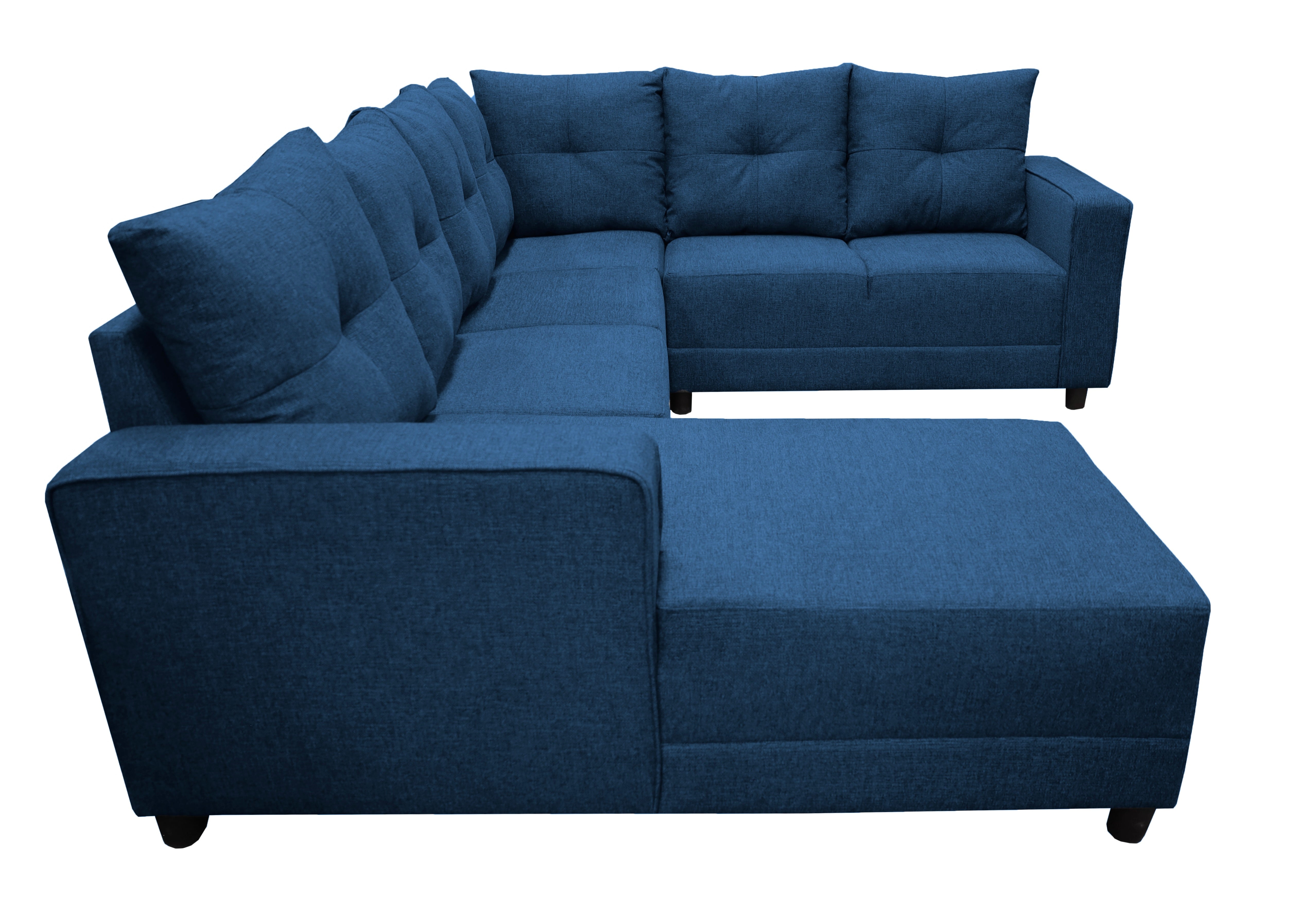 Sala Esquinera en U El Bazar Store Hera Azul marino 160x275x215 cm, 4 Salas en 1, Tela Lino nacional, Modular, Chaise, love seat, sofa