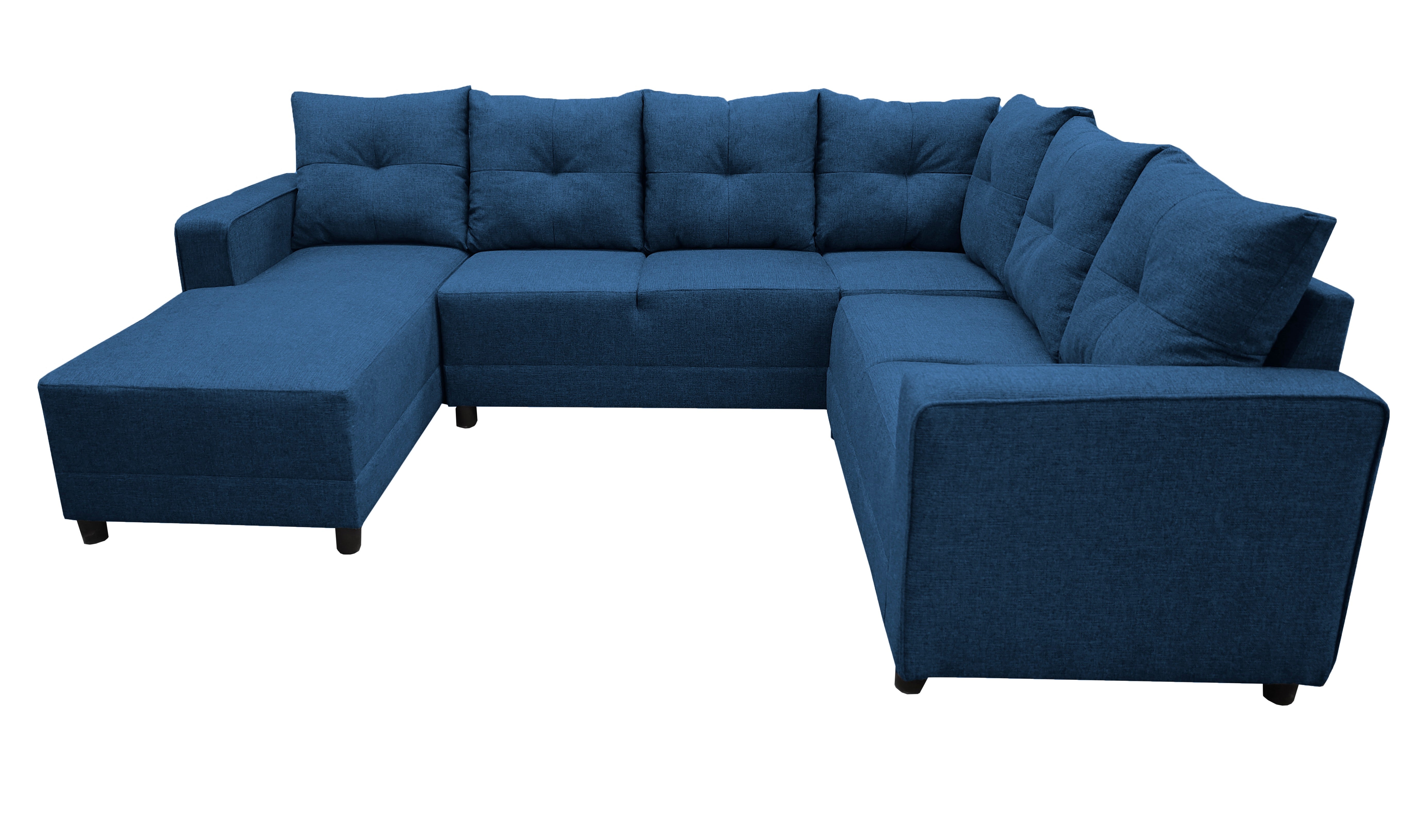 Sala Esquinera en U El Bazar Store Hera Azul marino 160x275x215 cm, 4 Salas en 1, Tela Lino nacional, Modular, Chaise, love seat, sofa