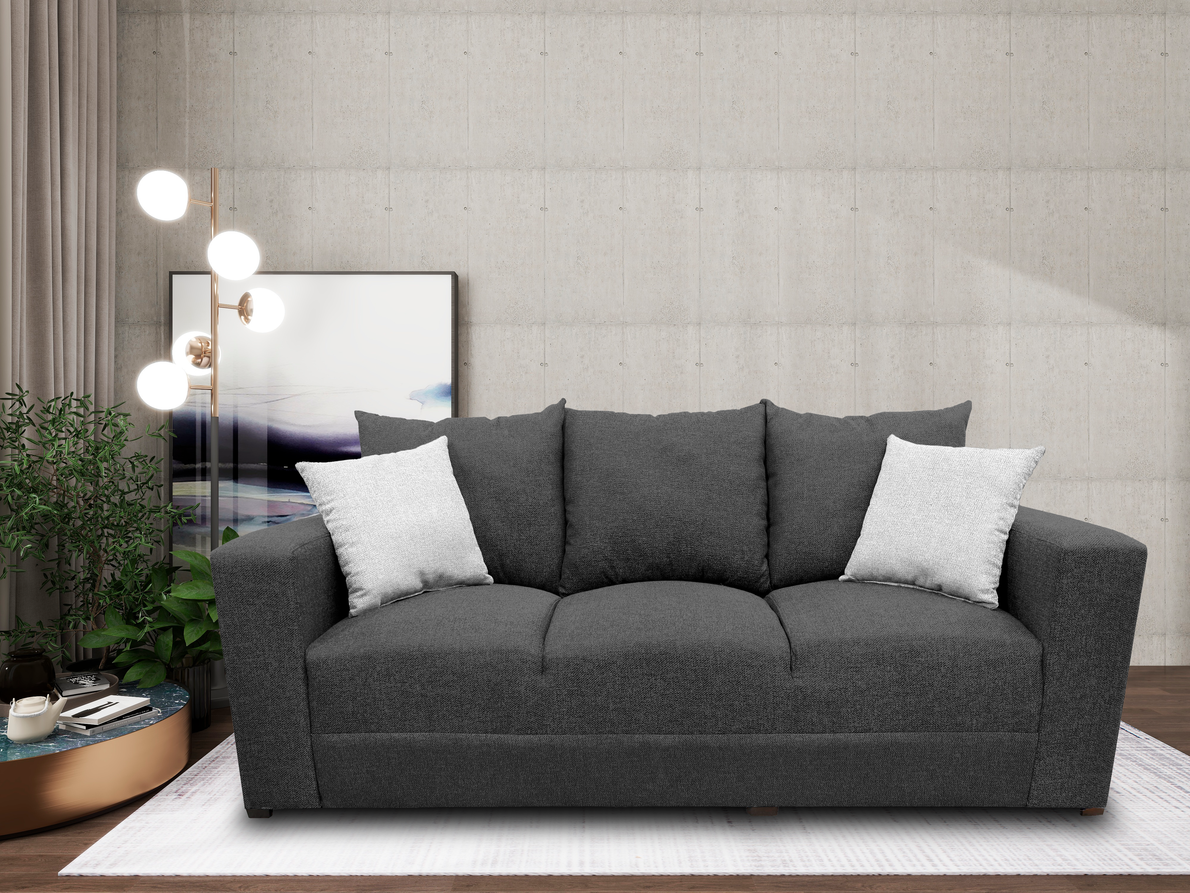 Sala Modular 3-2-1 El Bazar Store Miami Gris Oxford, Sofa, Love seat y sillon