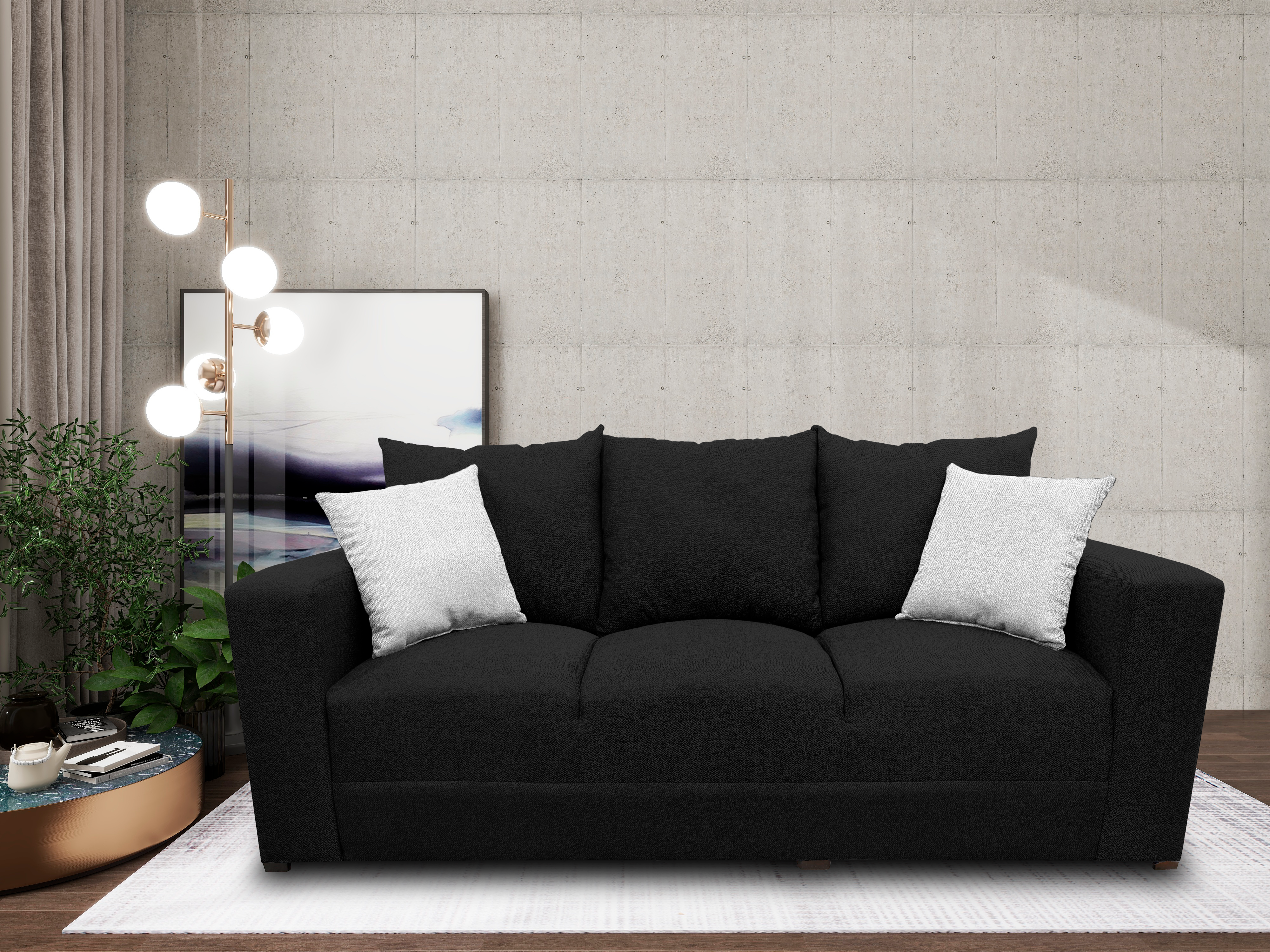 Sala Modular 3-2-1 El Bazar Store Miami Negro, Sofa, Love seat y sillon